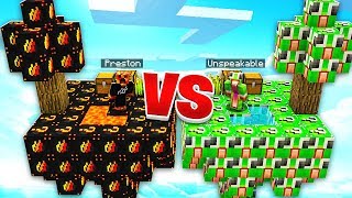 PRESTONPLAYZ vs UNSPEAKABLEGAMING LUCKY BLOCKS  1v1 Minecraft Modded Sky Wars [upl. by Cyrus]