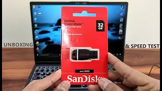 Sandisk Cruzer Blade Pendrive  32GB USB 20  Unboxing And Speed Test  Cheapest Under 400rs [upl. by Enak]