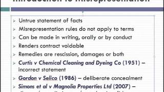 Misrepresentation Lecture 1 of 4 [upl. by Mat]