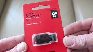 SanDisk SDCZ50128GB35 128 GB Cruzer Blade USB 20 Flash Drive  Black Unboxing [upl. by Ebbarta456]